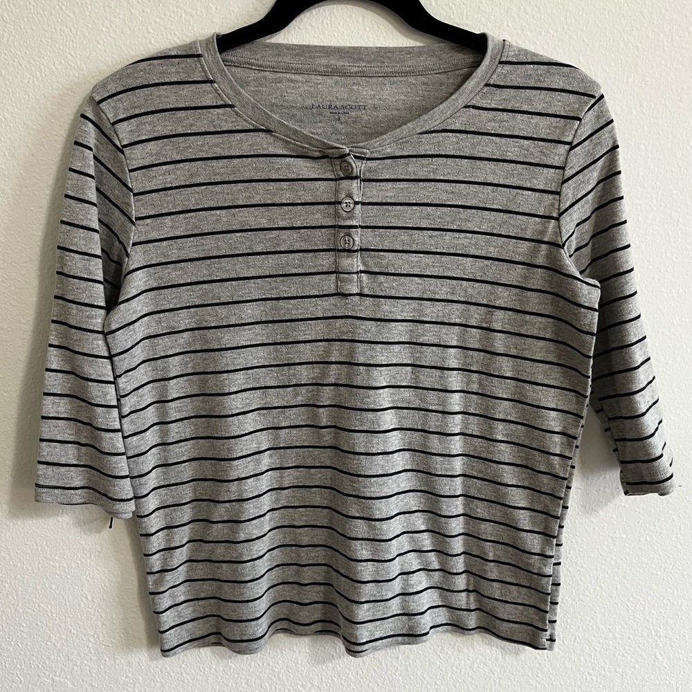 3/4 Sleeve Laura Scott Striped Tee